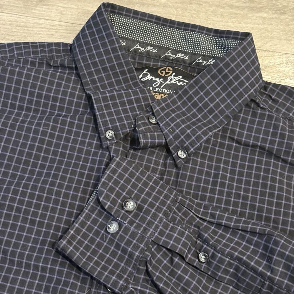 Wrangler George Strait XXL Western Shirt Button Front Dark Blue Check Rodeo